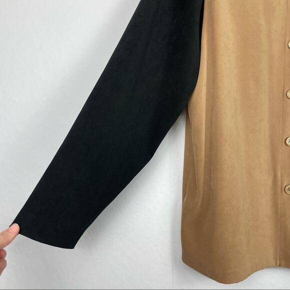 Koos of Course! | Vintage Black & Tan Suede Button Down Shirt Shacket - Picture 5 of 13